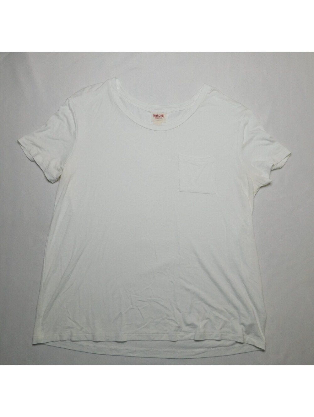 Mossimo Supply Co. Women's Medium White Short Sleeve Front Pocket T-Shirt Solid